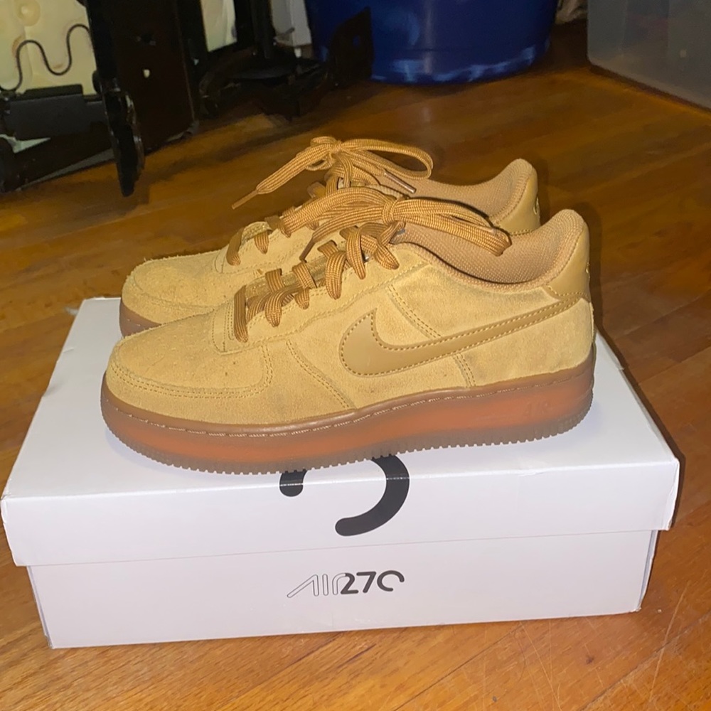“Big Kids” Nike Air Force 1’s (brown suede) size 5Y